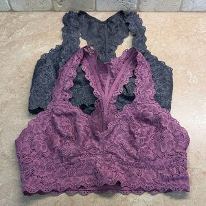 Felina Lace Bralettes (2) Purple Gray SzS